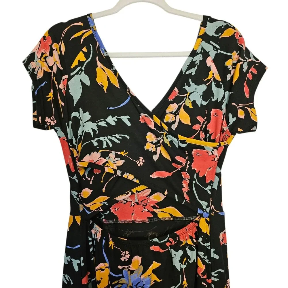 Pact Organic Cotton Fit & Flare Floral Crossback Maxi Dress - Large - NWT - Picture 5 of 11